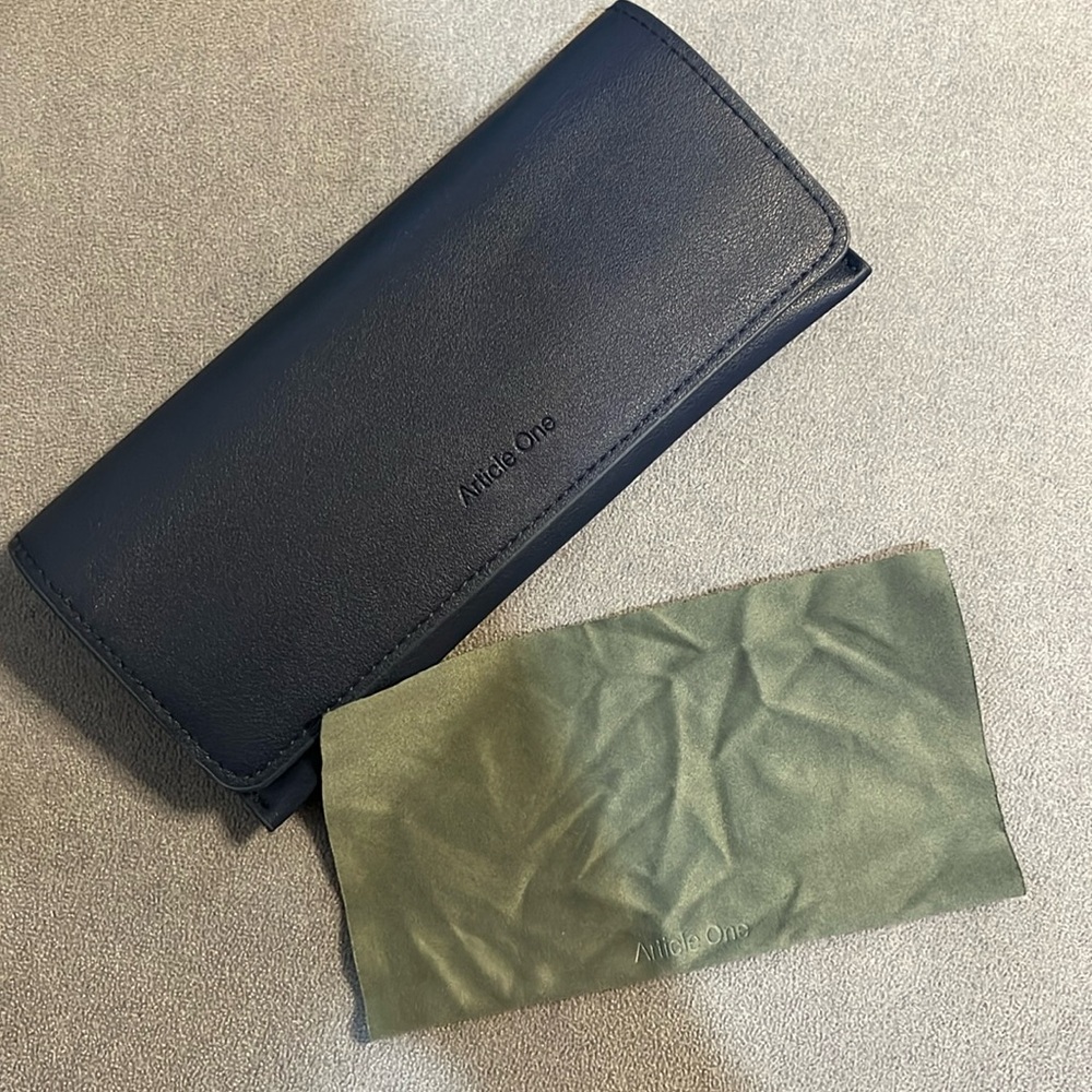 Eyeglass case vegan leather, navy blue